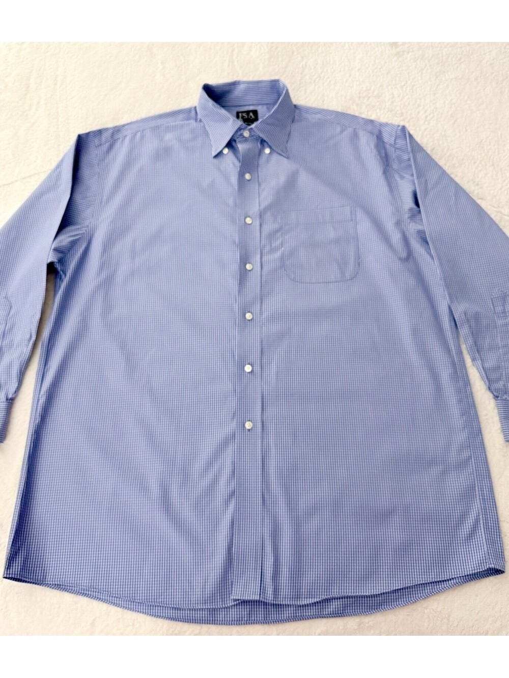 Jos A Bank Traveler Shirt Men 16.5 33 Blue Check Button Down Dress Cotton - Picture 3 of 9